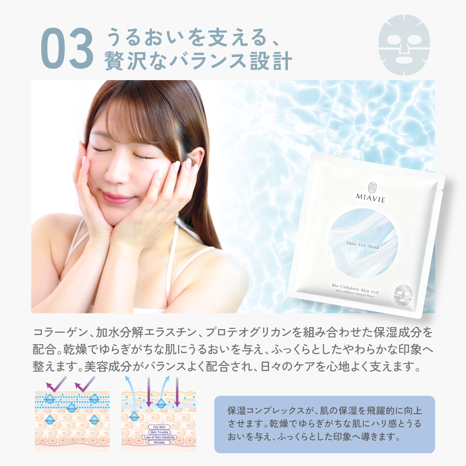 MIAVIE アクアヴェルフェイスマスク コラーゲンマスク ハイドロゲルマスク - 拡大画像10